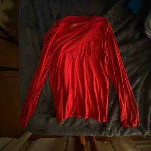 Electric salmon long tee with front breast pocket